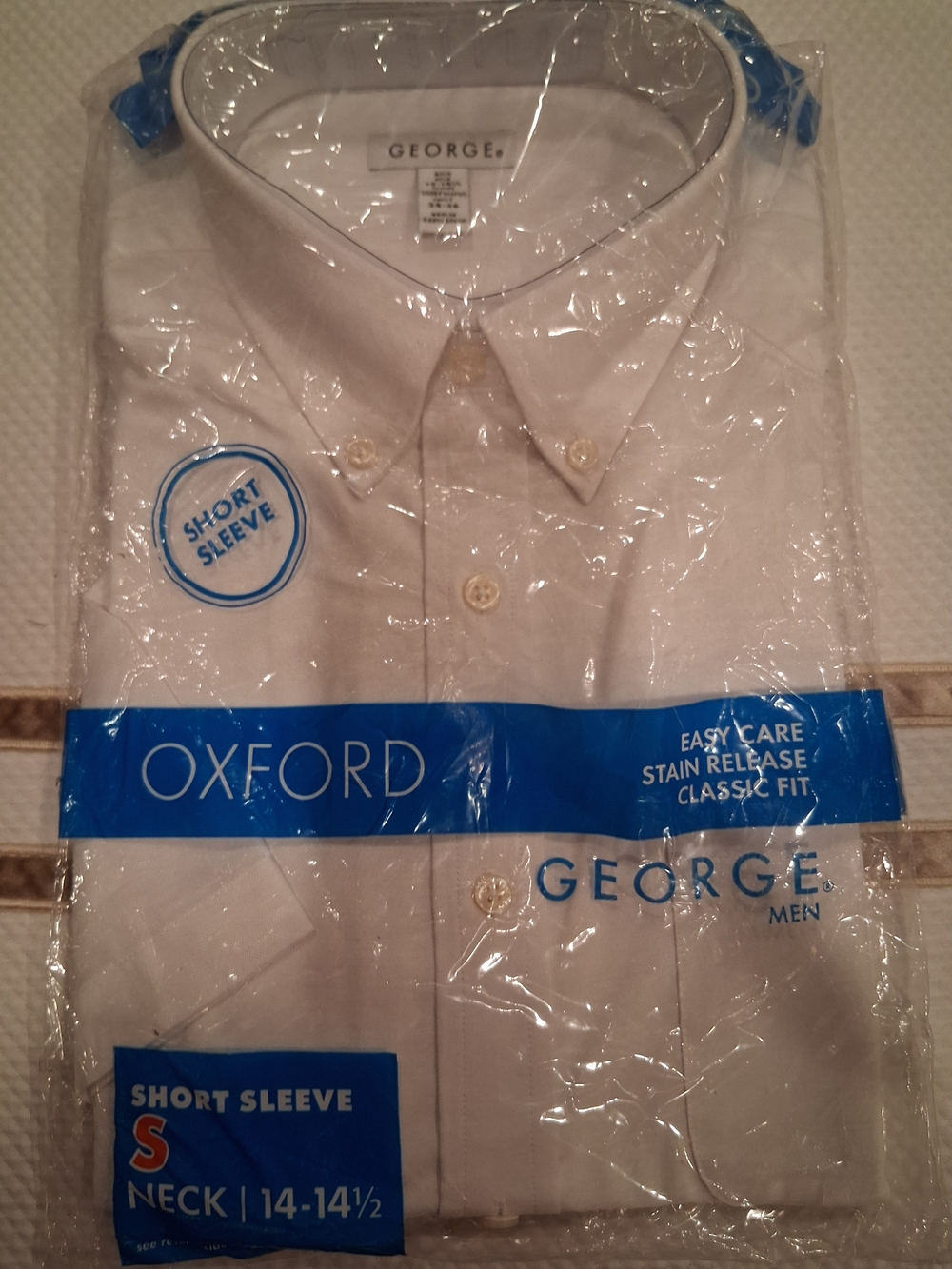 George Men Oxford Short-Sleeve Shirt - White